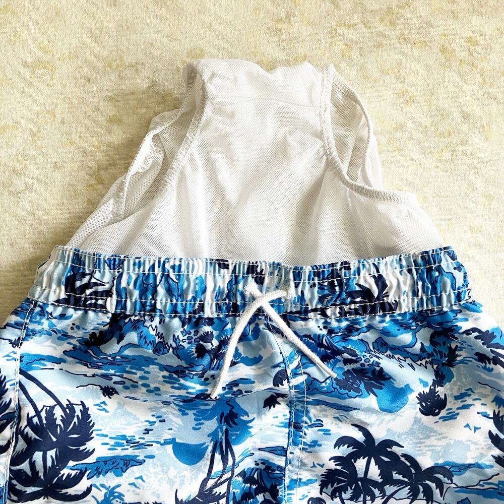 Janie and Jack Swim Trunks Toddler Boy Size 3 3T Tropical Print Palm Trees Blue - Picture 6 of 7